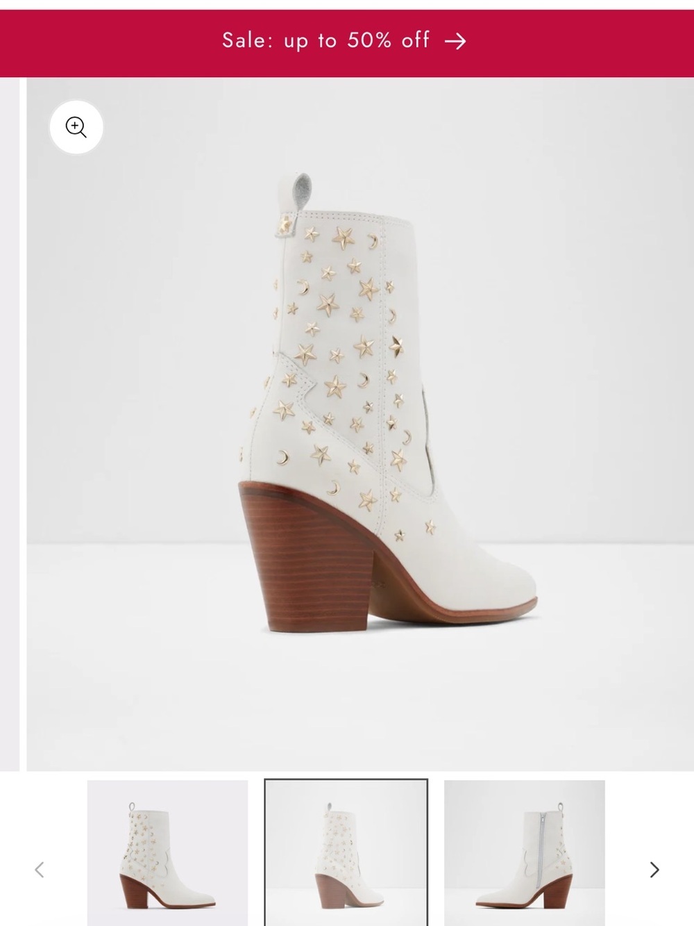 Aldo White Star-Studded Western Ankle Boots - Picture 3 of 6